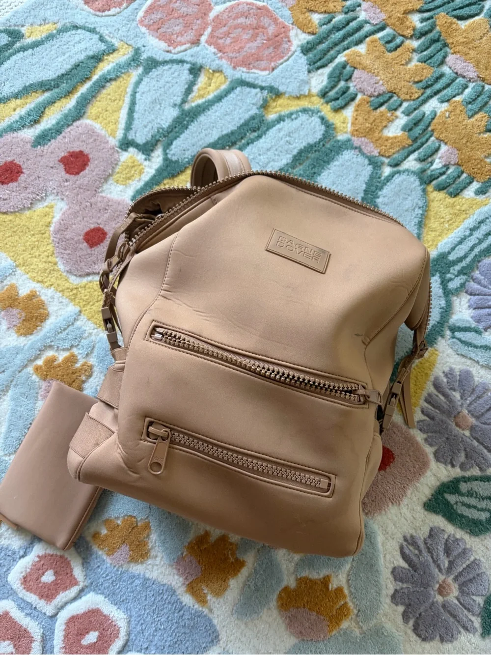 Dagne Dover Tan Convertible Leather Backpack Crossbody